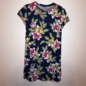 Polo Ralph Lauren Blue Label Floral Print Navy T-shirt Dress Size Medium